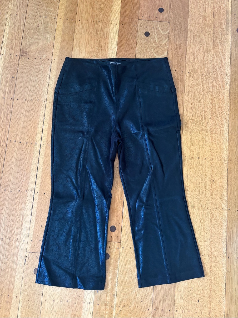 Liverpool leather flare capri pants